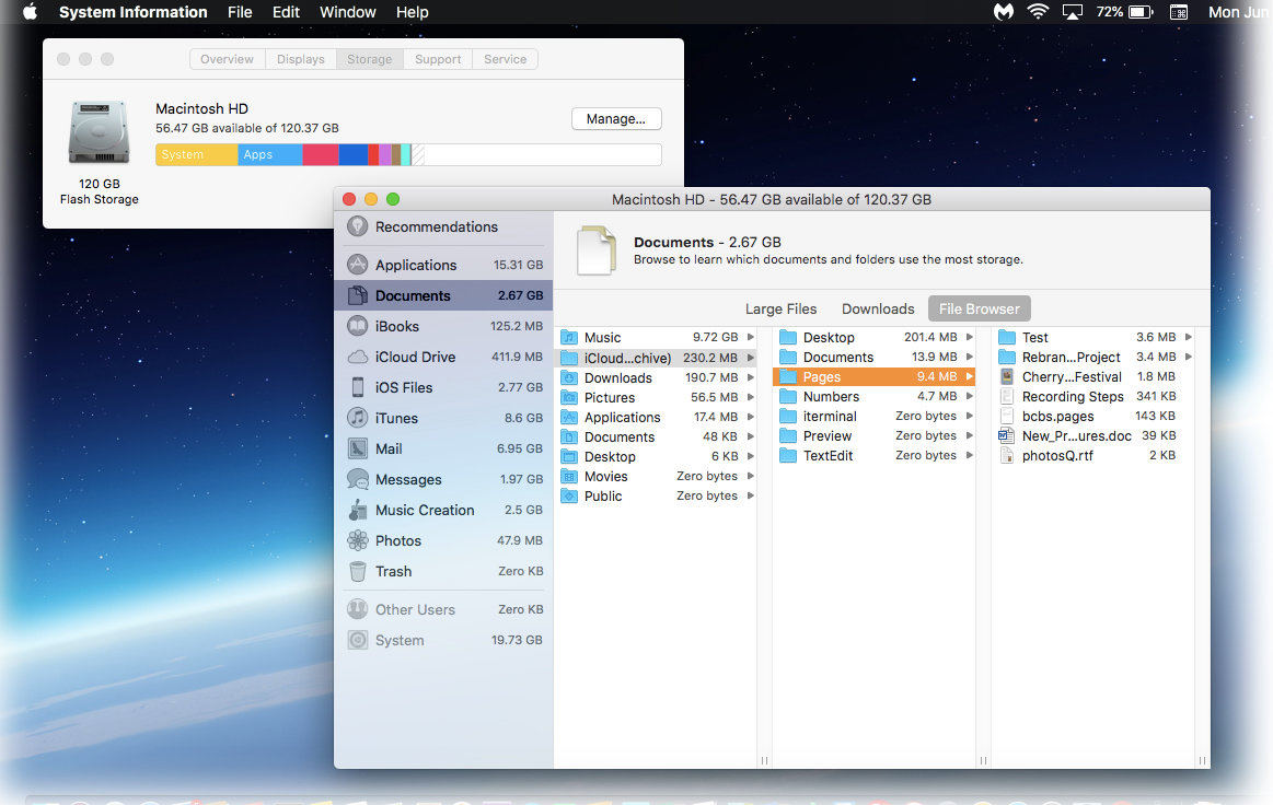 how much space for mac os x
